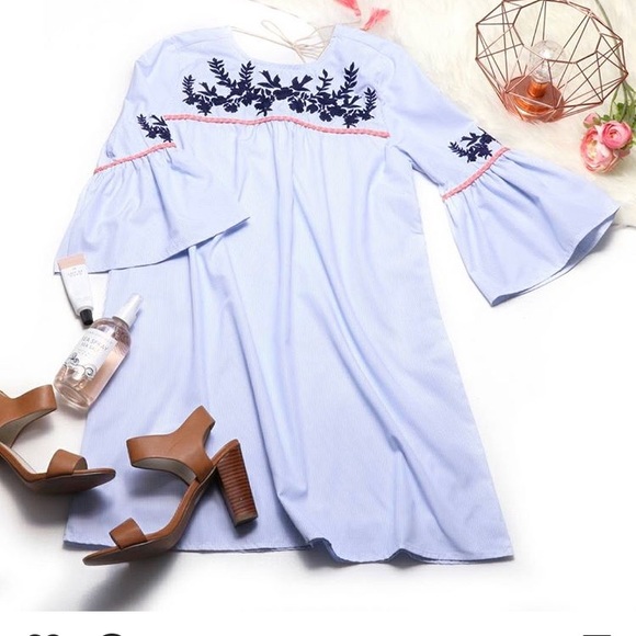 THML Dresses & Skirts - THML embroidered mini dress with tassel tie THML Dresses & Skirts - THML embroidered mini dress with tassel tie